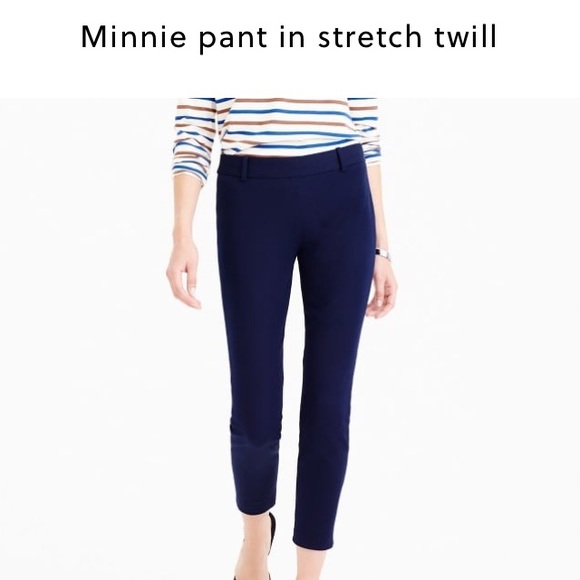 J. Crew Pants - J. Crew Minnie cotton twill stretch pants in navy